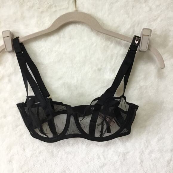 Victoria Secret Black Unlined Mesh Balconette Bra - Picture 3 of 10